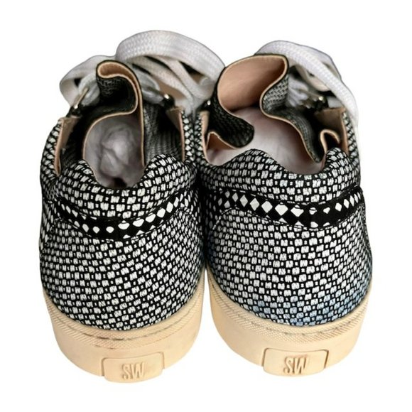 Stuart Weitzman Geo Leather Sneakers Made in Spain - Black/White - 7.5 M - Picture 8 of 14